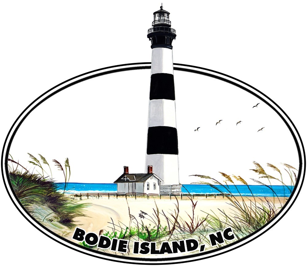Bodie Island Lighthouse Oval Vinyl Decal Sticker for Car/Truck Laptop or Phone