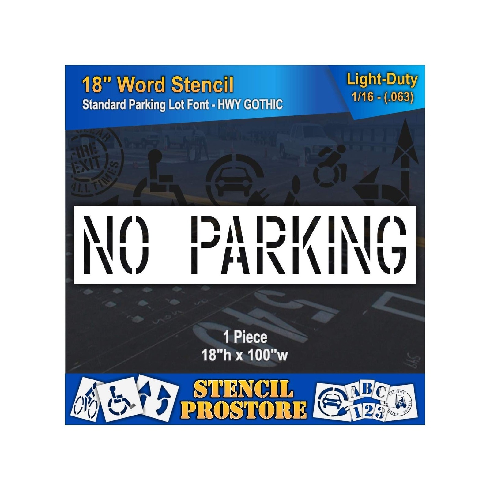 Pavement Marking Stencils – 18 inch NO Parking Stencil – 18" x 99" x 1/16" (…
