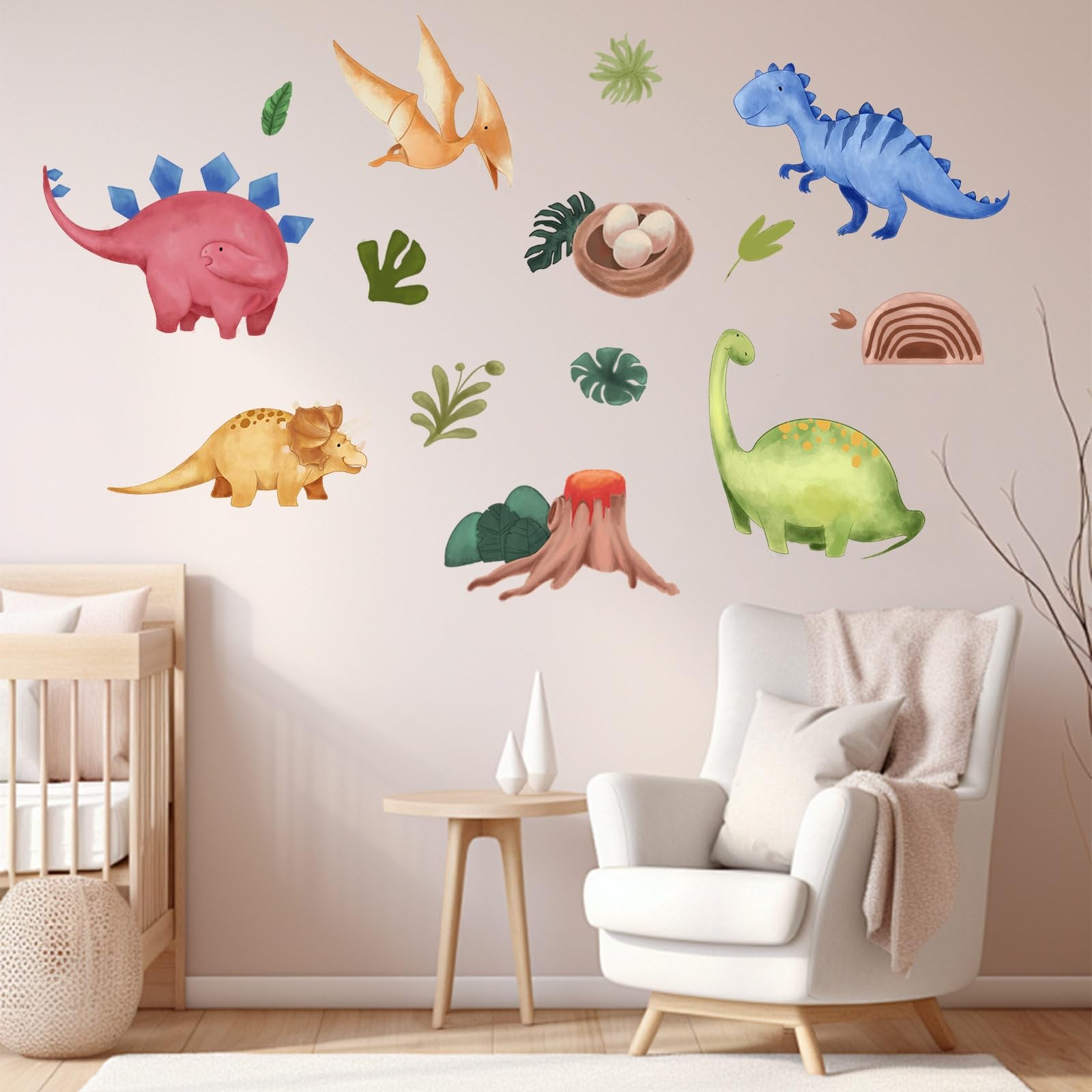 Dinosaurs Wall Decals Stickers, Dino Playroom Decor Neutral for Kids, Nursery…