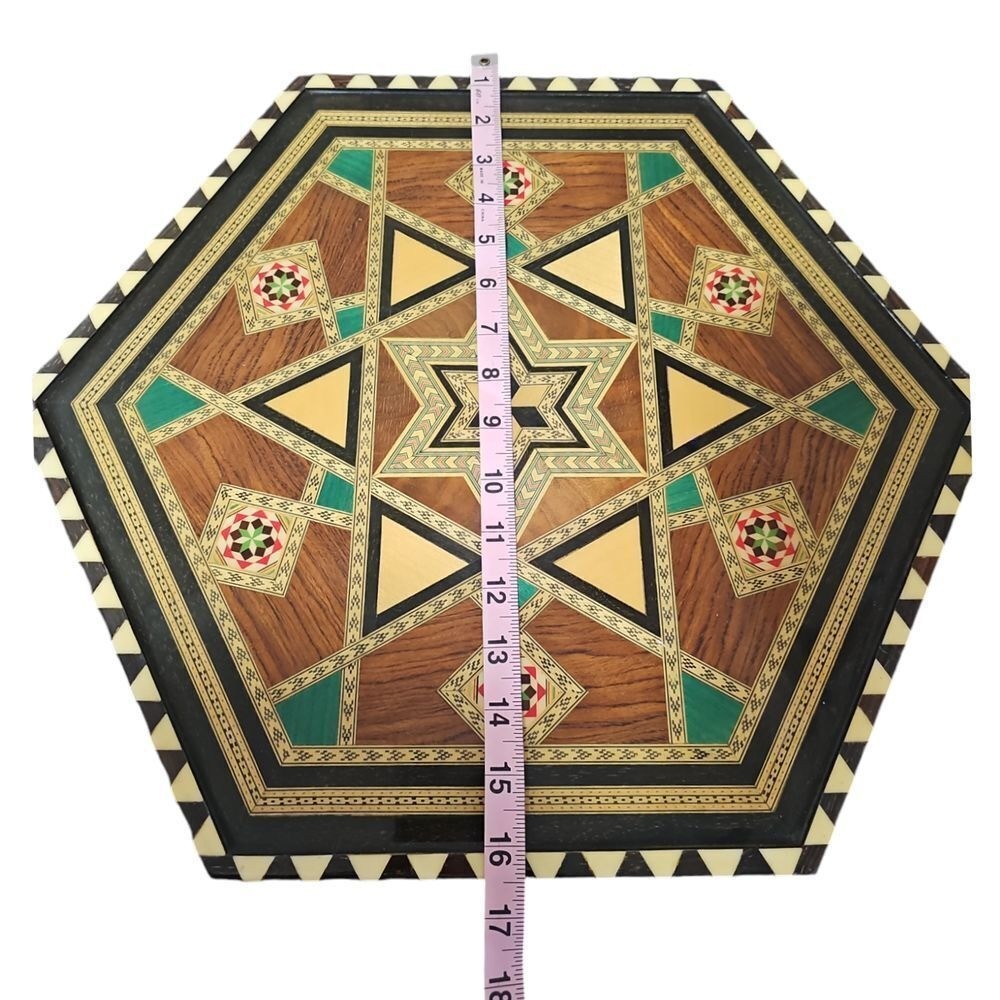 Handcrafted Hexagonal Wooden Mosaic Wall Art Geometric Decor Inlay Marquetry