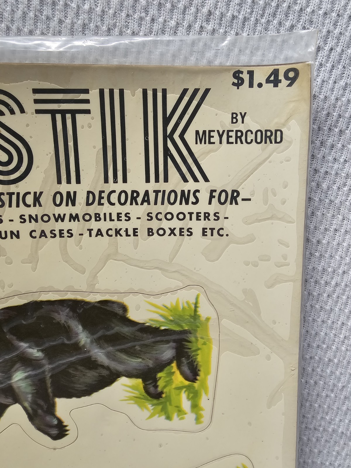 Sealed NOS Vintage Meyercord Sport-Stik Vinyl Decal Sheet 10-G Black Bear 9"×17"