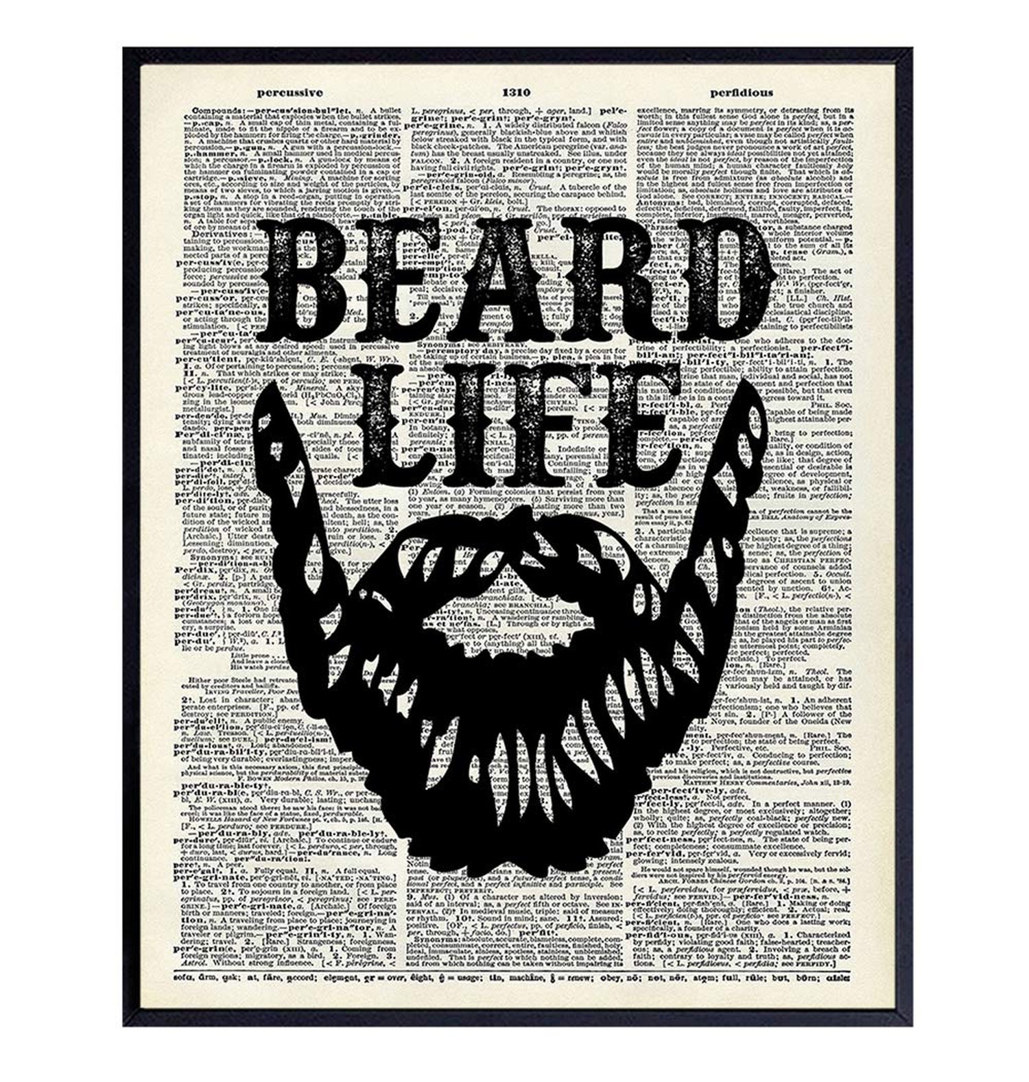 Beard Life Typography Bathroom Wall Art 8×10 Poster Print – Unique Home Decor…