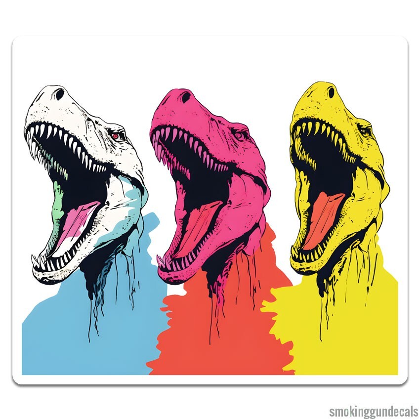 Pop Art T-Rex, Vinyl Decal Sticker, Indoor Outdoor, 3 Sizes, #9808