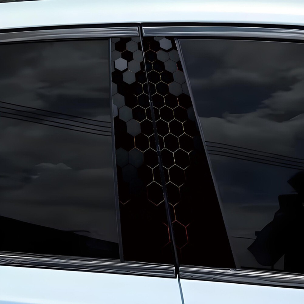 2Pcs Vinyl Car Stickers Waterproof Sun Protection Scratch Cover B-Pillar Sticker