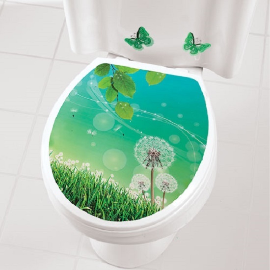 Dandelion Floral Toilet Seat Cover Vinyl Appliqué Decal Bath Accent Decor