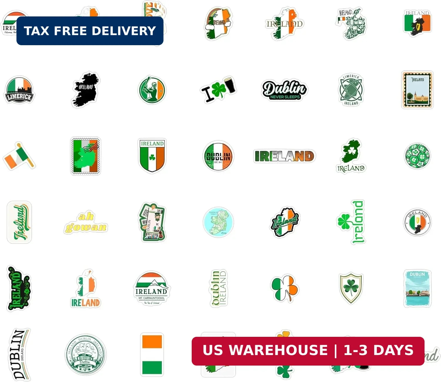 BulbaCraft Ireland Stickers, Irish Stickers for Water Bottle and Laptop – Irelan