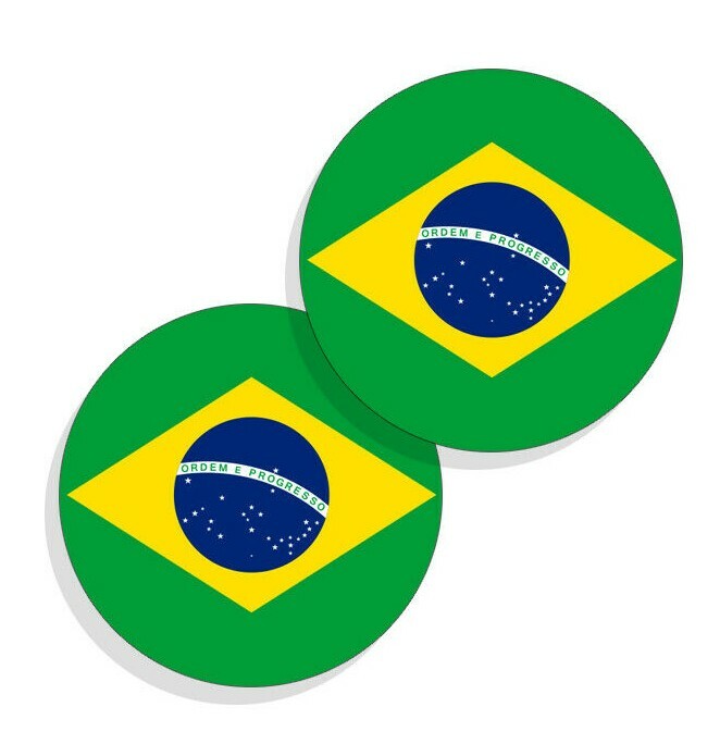 Brazil Flag Stickers Flag Decals Vinyl Indoor Outdoor Stickers Round 4 pack