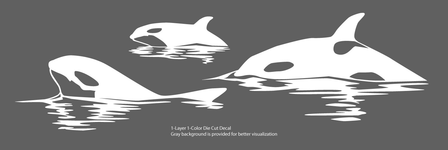 Sea Fauna – Orca Pack #7 – Outdoor Window Die Cut Decal Vinyl Sticker 6Yrs Film