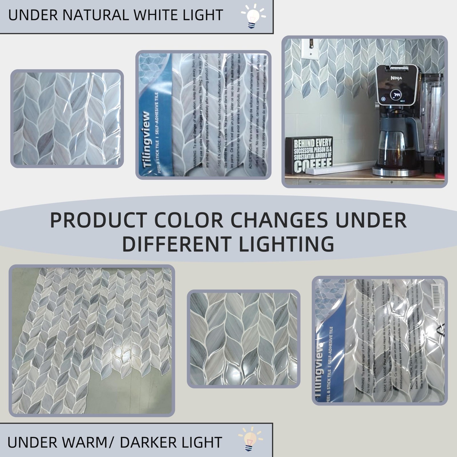 10 Pcs Vinyl Leaf Peel and Stick Tile for Kitchen Backsplash, Premium -Adhesi…