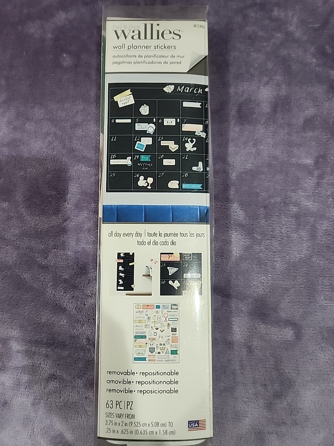 New! Wallies Wall Planner Sticker Set 63 Pieces W12486 Motivational Removable