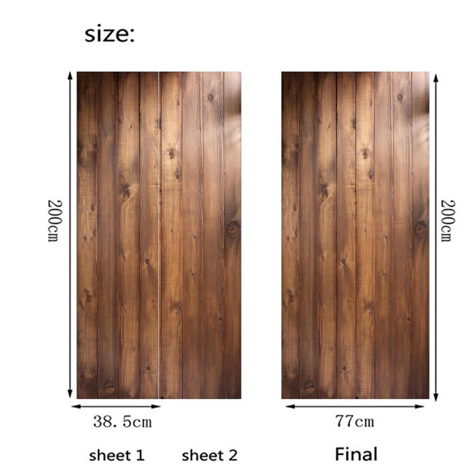 3D Realistic Wooden Pattern Door Sticker Peel and Stick 30.3"x78.7"- -Adhesiv…