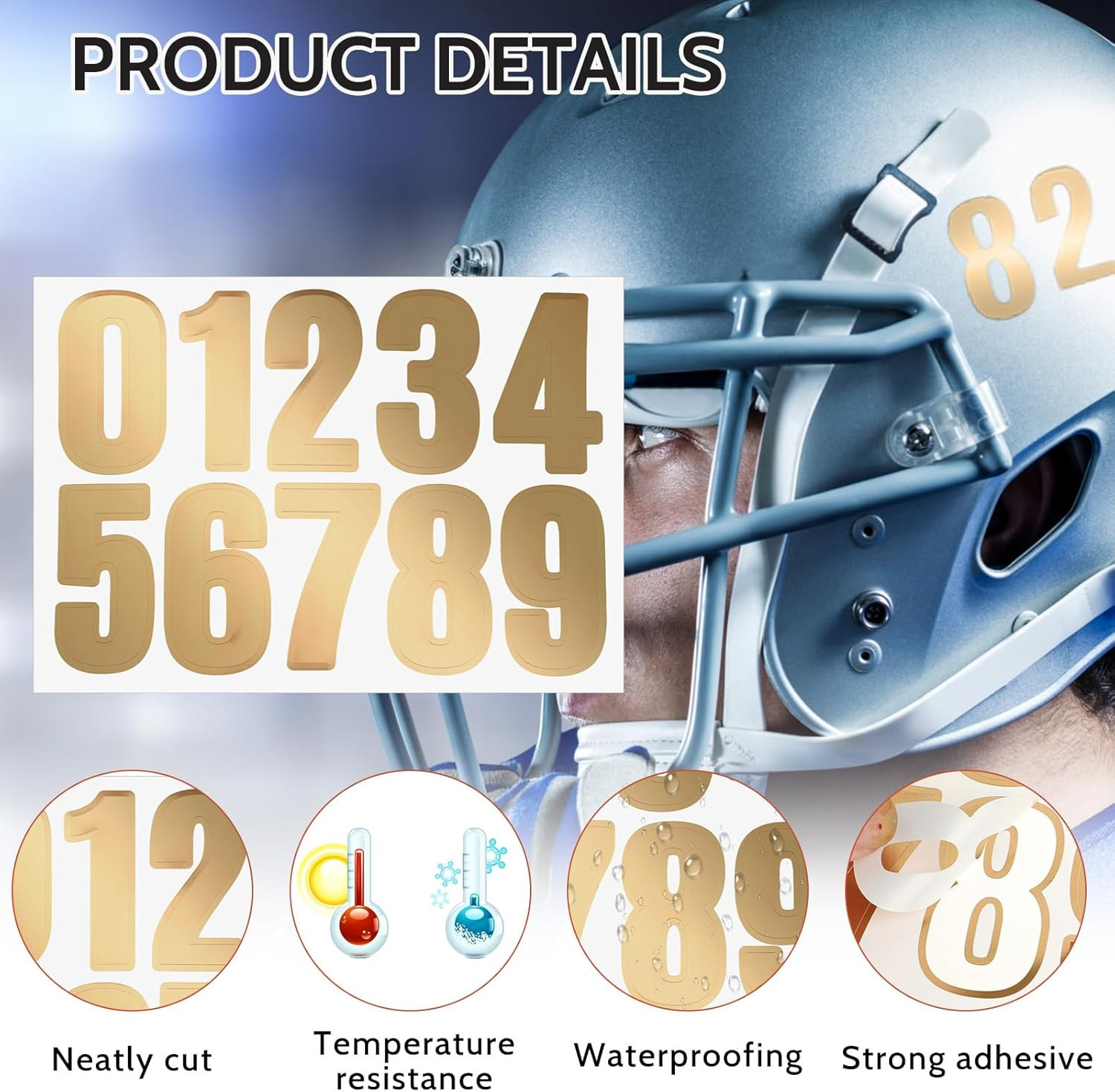 10 Sheets/100 Pcs Helmet Numbers Sticker, Self Adhesive Sports Number Stickers 1