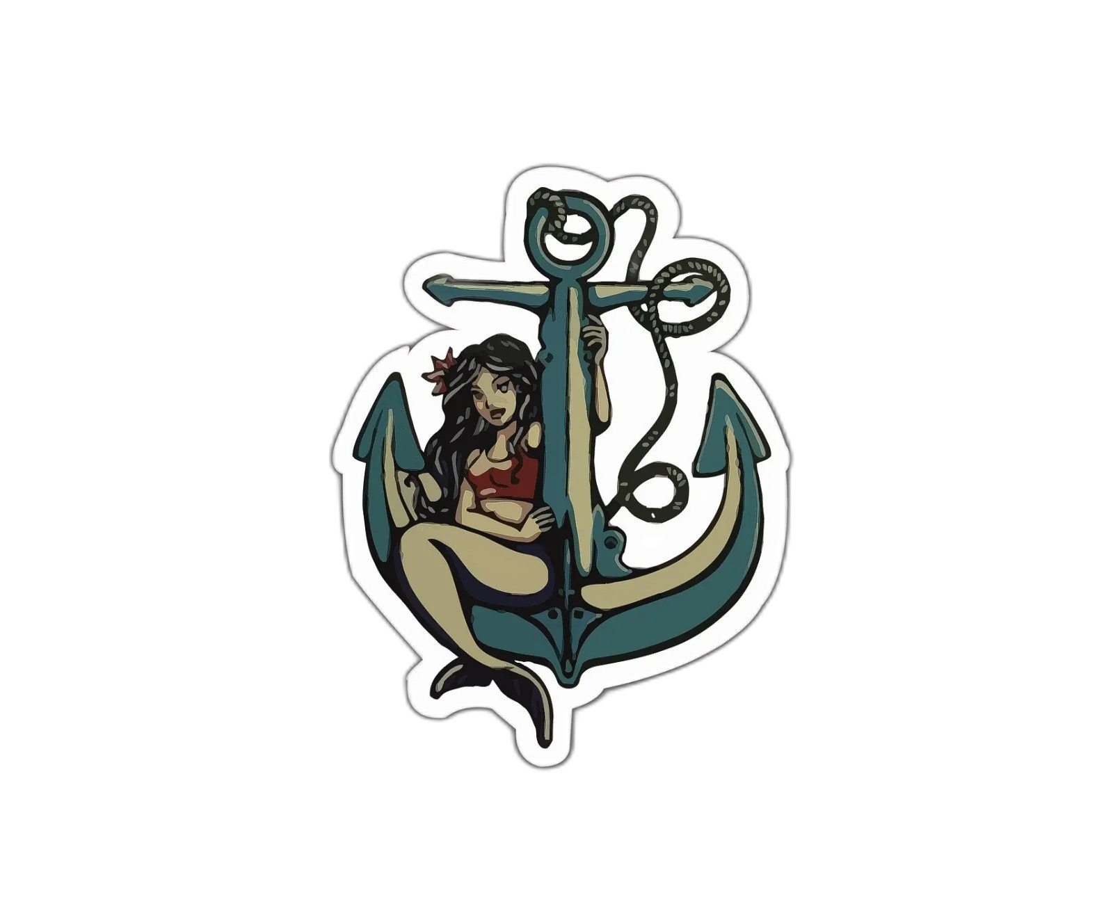 Mermaid Sticker Decal Anchor New School