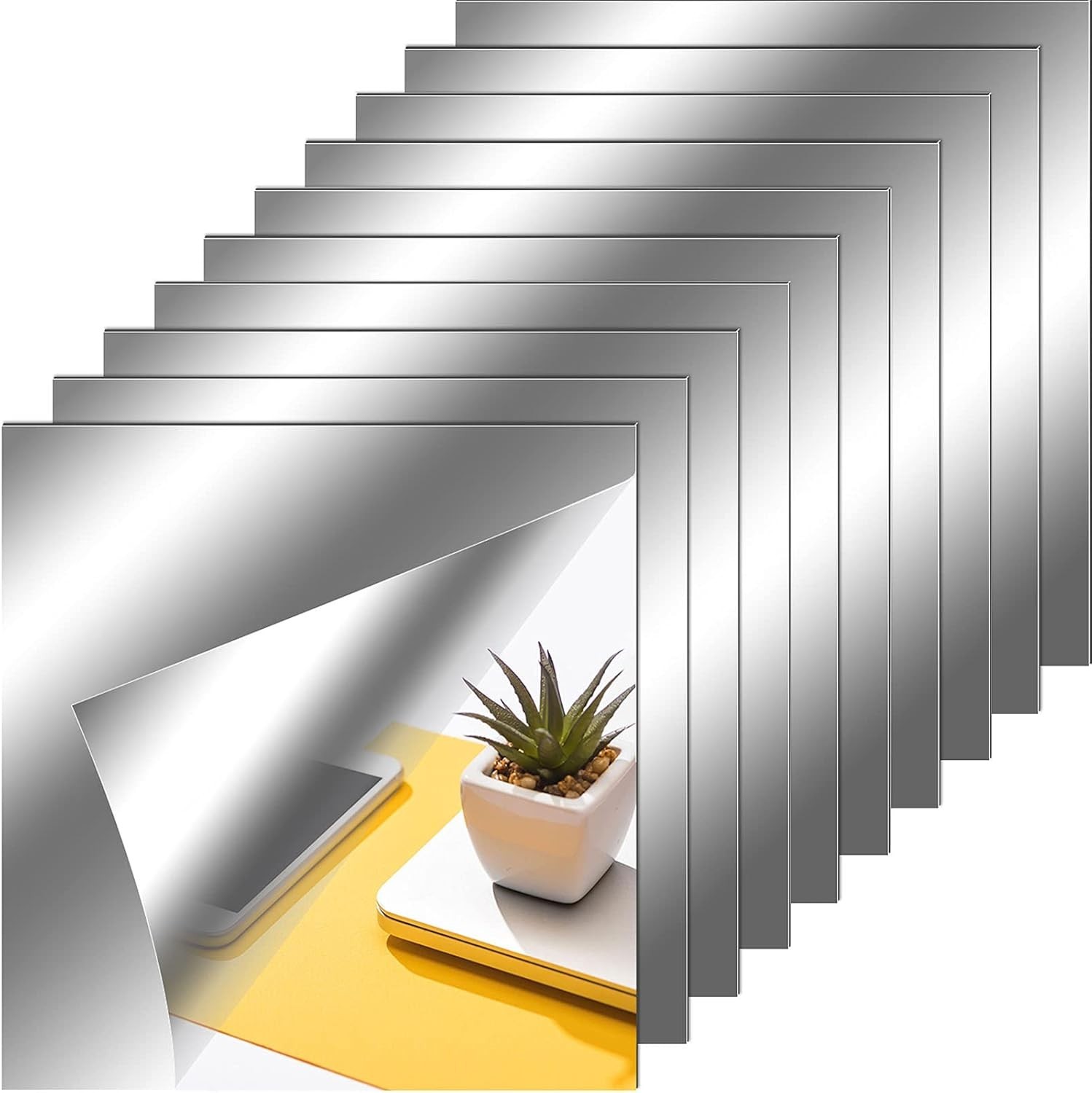 Self Adhesive Mirror Tiles 12×12 Inches 10 Pieces Home Wall Decor