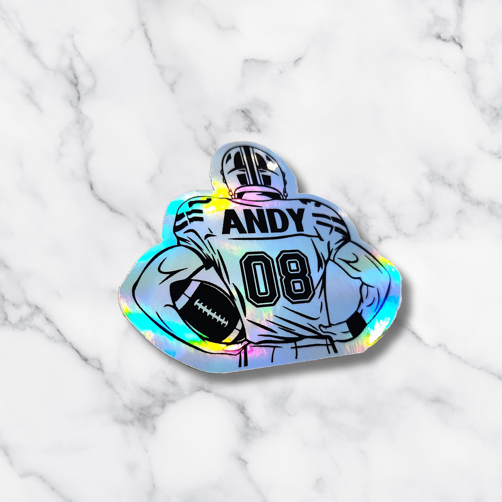 Personalized Holographic Football Player Sticker with Name & Team Number