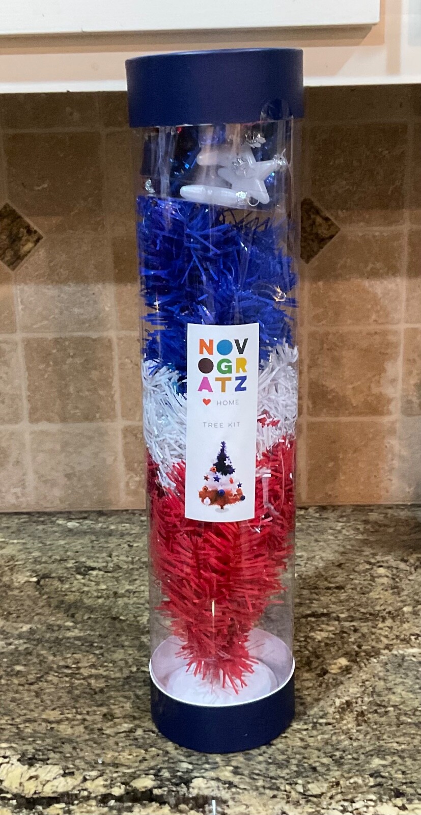 Novogratz Americana Red White Blue Tree with Ornaments- New in Box- Free Ship