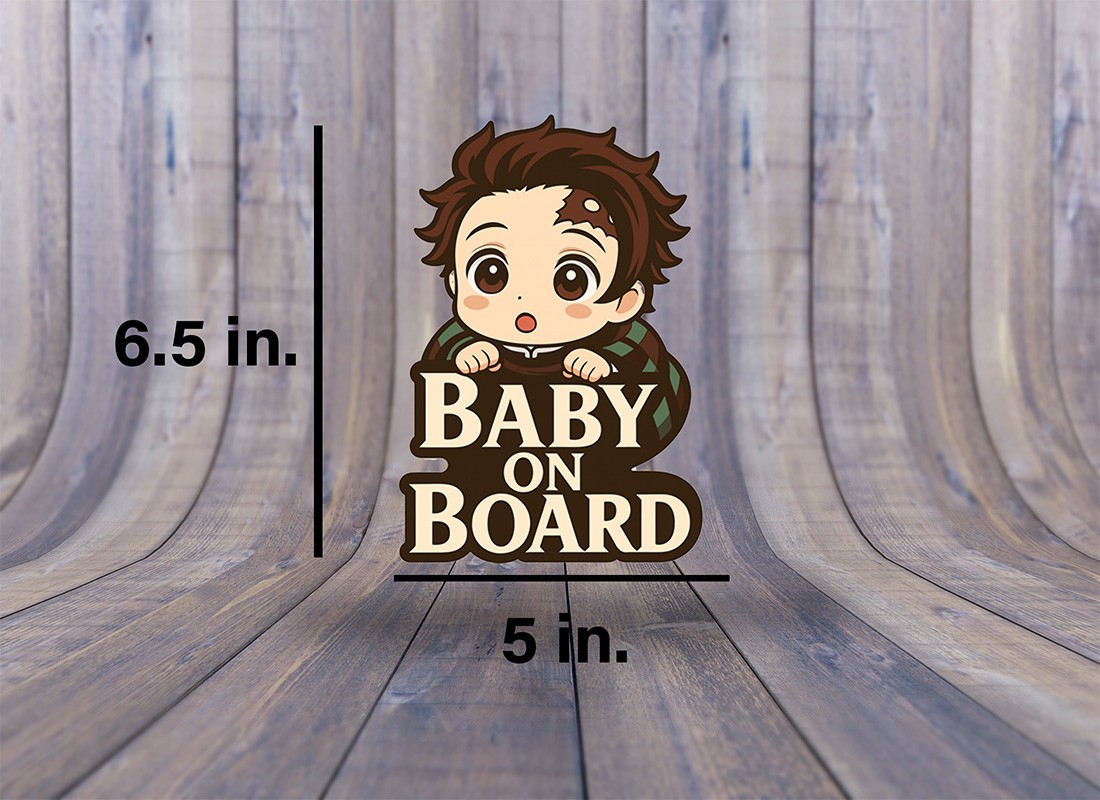 🔖 Demon Slayer Baby On Board Decal – Glossy Vinyl Sticker – 6.5” × 5”