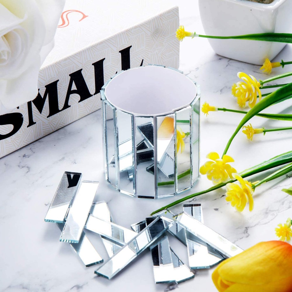 10pcs Rectangular Mirror Mosaic Tiles Craft Stripes Mirrors