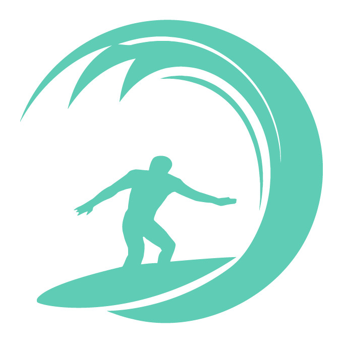 Surfer Surfing Ocean Wave Many Colors Die Cut Vinyl Decal Made in USA