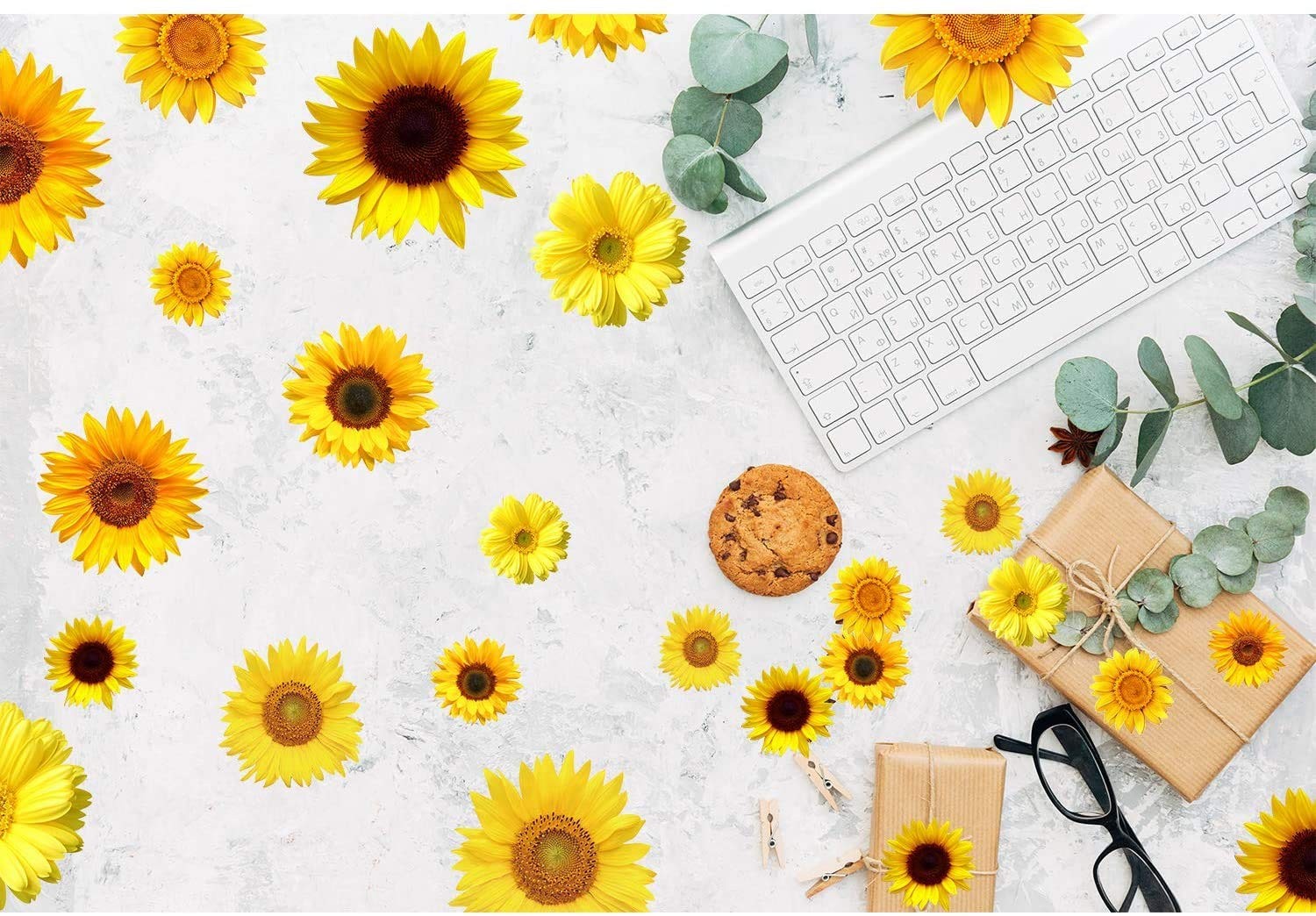 Zonon 72 Pieces Sunflower Wall Sticker 3 Count (Pack of 1), Bright