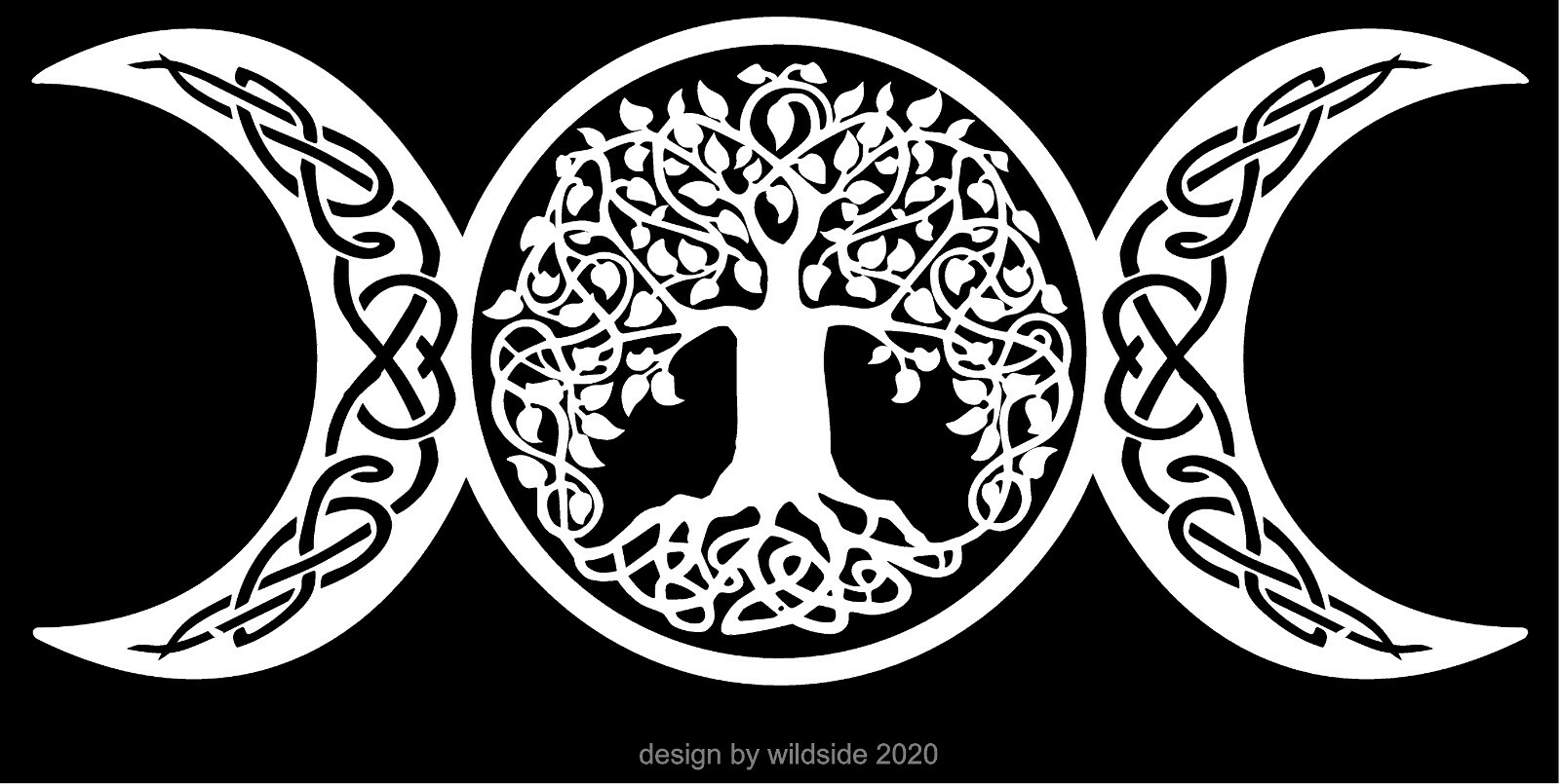 Triple Moon Goddess Decal Tree Of Life Wicca Pagan Witch vinyl altar sticker