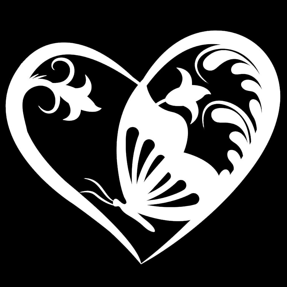 Floral Butterfly Heart TWO Pack 5" Vinyl Decal Car Window Tablet Laptop Tumbler