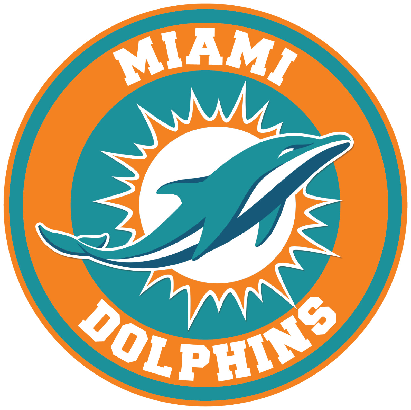 Miami Aqua Orange Football Weather Resistant Vinyl Sticker/Decal 05
