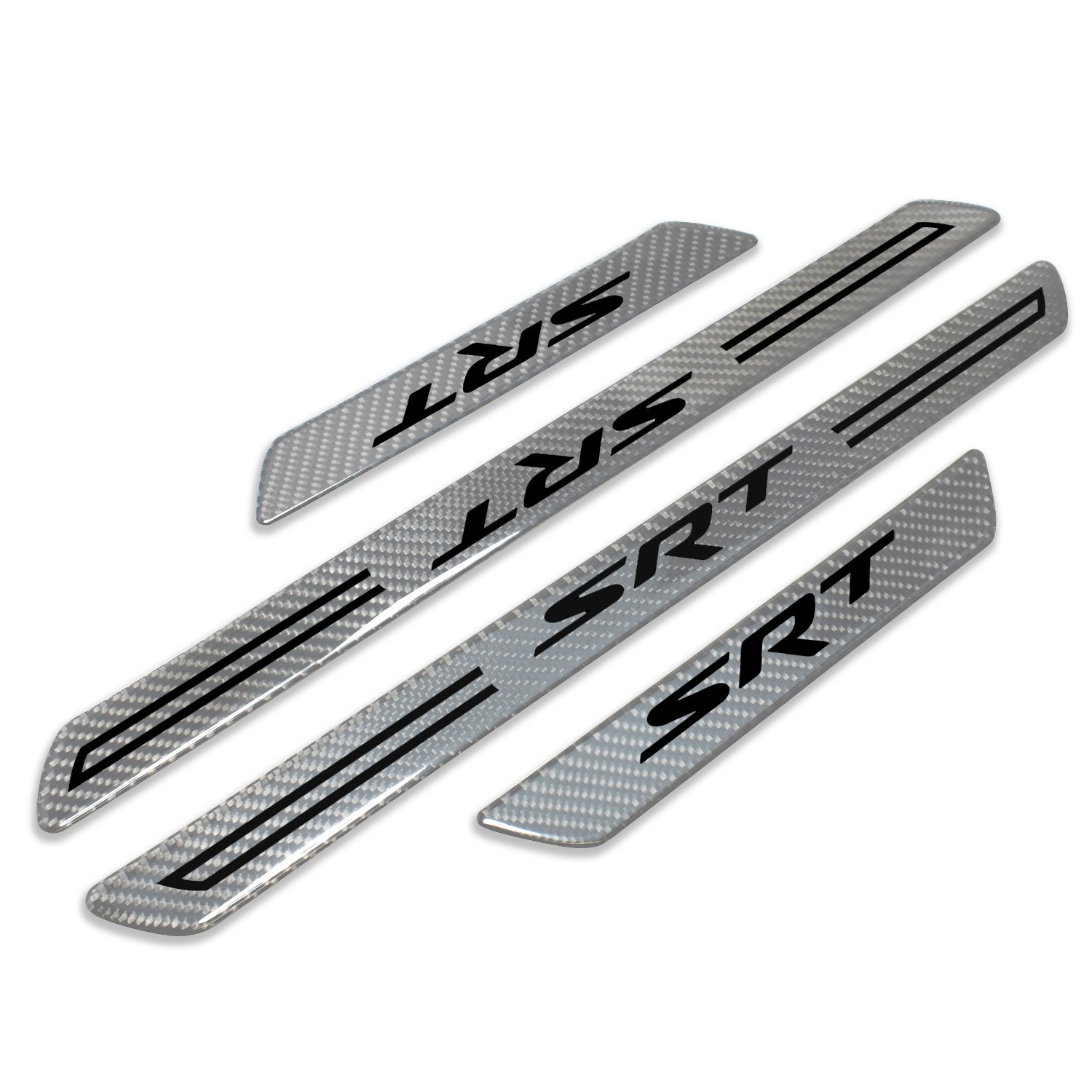 Dodge SRT Silver Carbon Fiber Universal Door Sill Protector Kick Plates