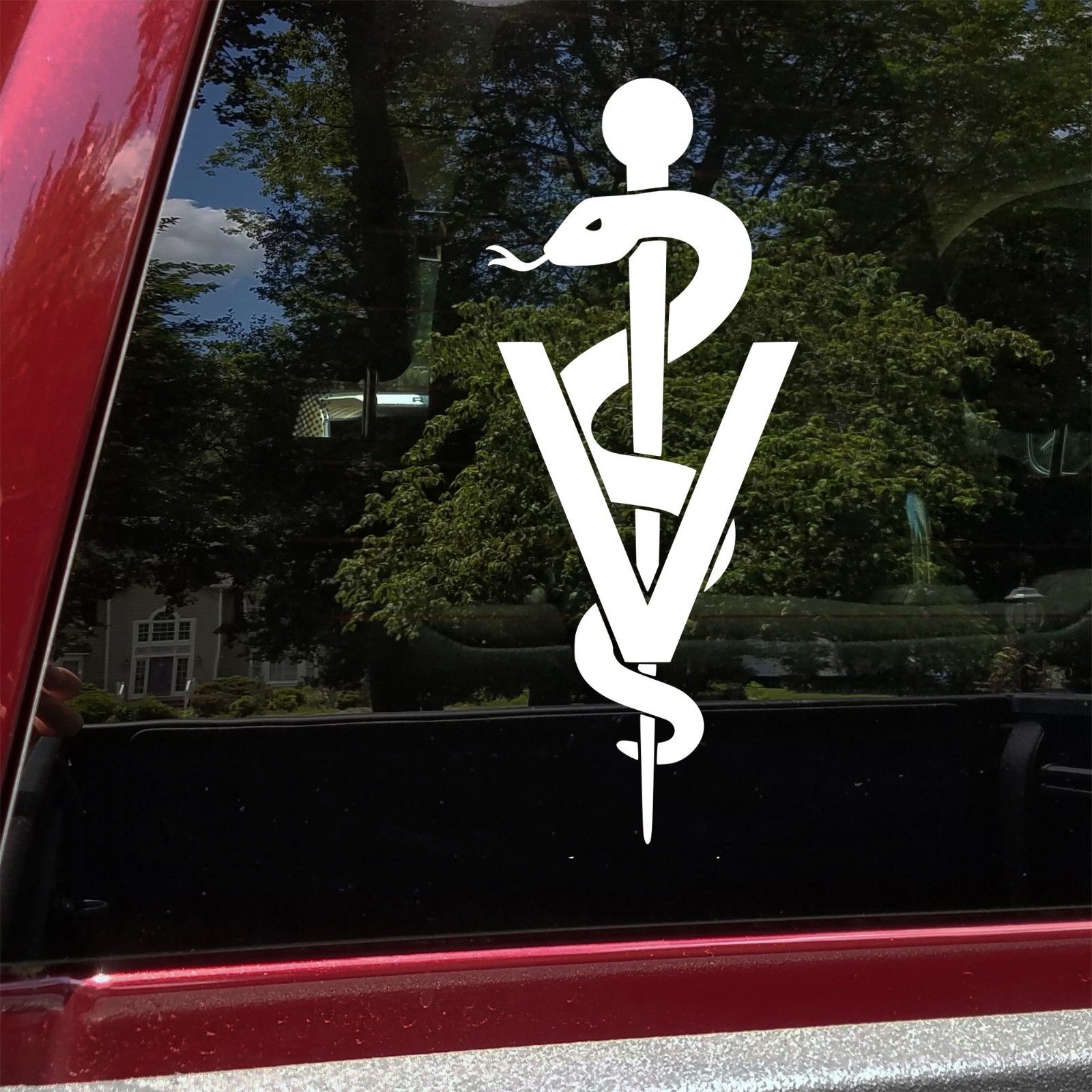 Veterinary Rod of Asclepius with Snake Vinyl Decal | Vet Medicine Symbol Sticker