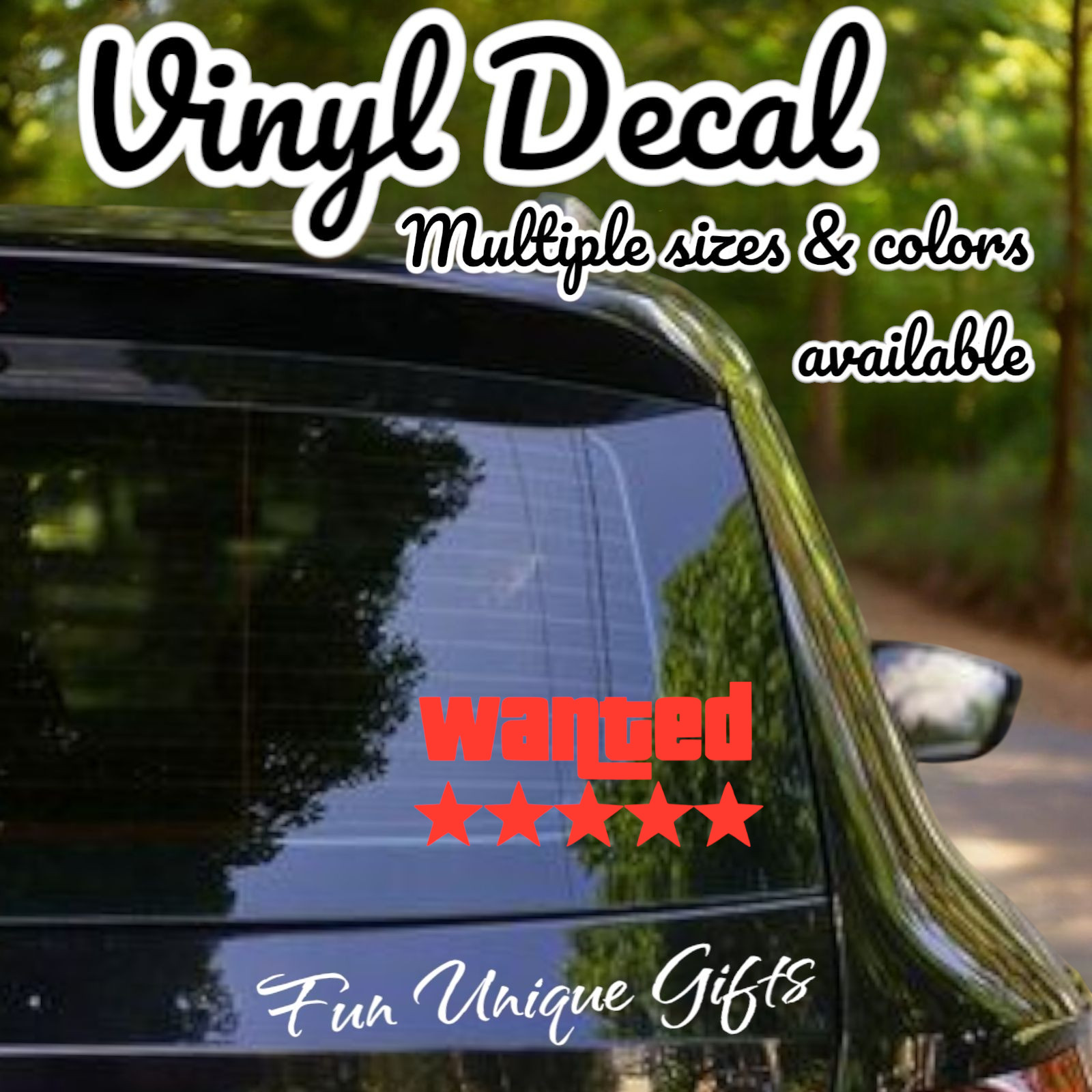Wanted 5 Stars Vinyl Decal Sticker -Multiple Colors & Sizes- SHIPS FREE!