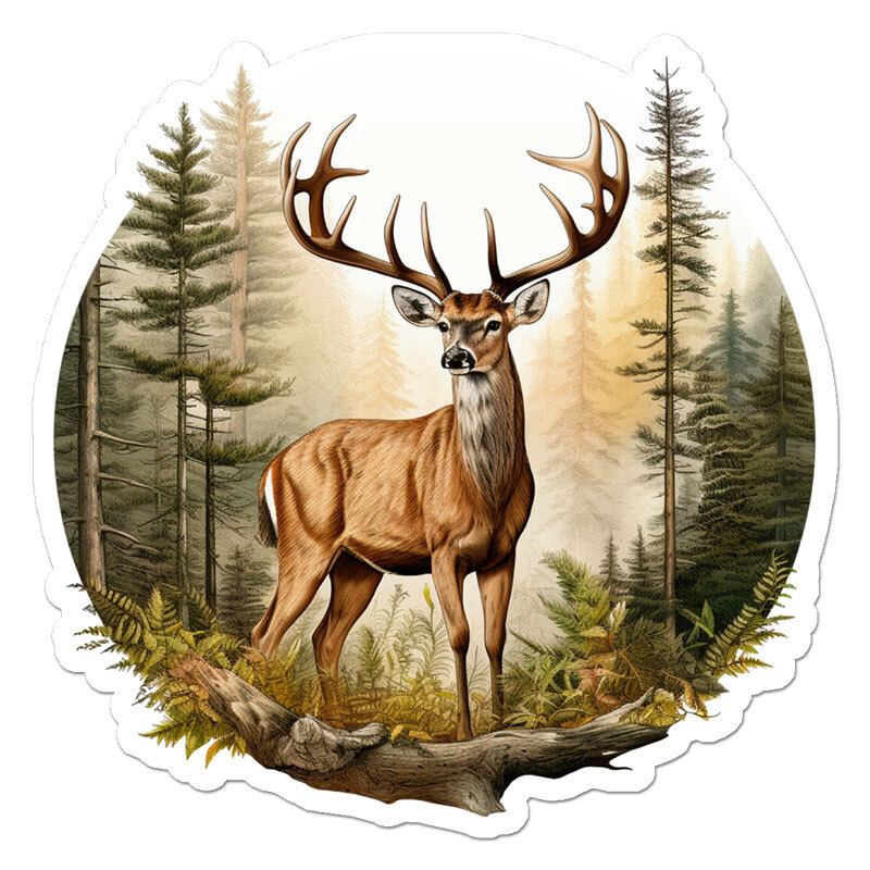 Deer Buck Forest, Vinyl Decal Sticker, Indoor Outdoor, 3 Sizes, #11990