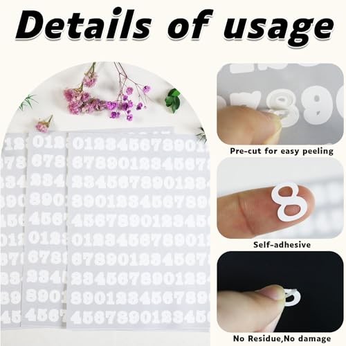 1920 Pieces Small Number Stickers – 1/2" Waterproof Vinyl Self – 1/2 Inch White