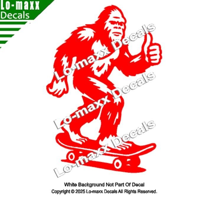 Sasquatch Yeti Skateboard Car Truck Funny Bigfoot Vinyl Sticker Die Cut Decal