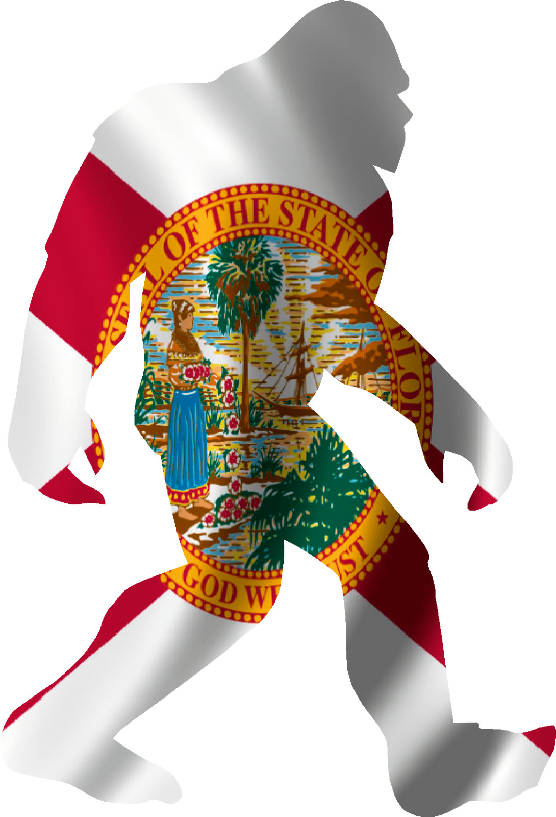 Bigfoot Florida Flag – 3.75" x 5.5" Vinyl Decal Sticker ebn-sp1696