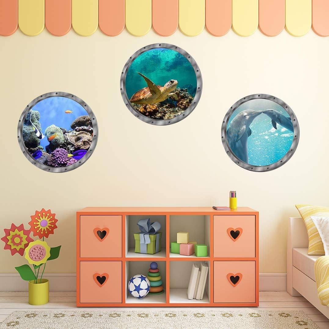 Light Blue Ocean-Themed Wall Decals – Waterproof & Removable Stickers