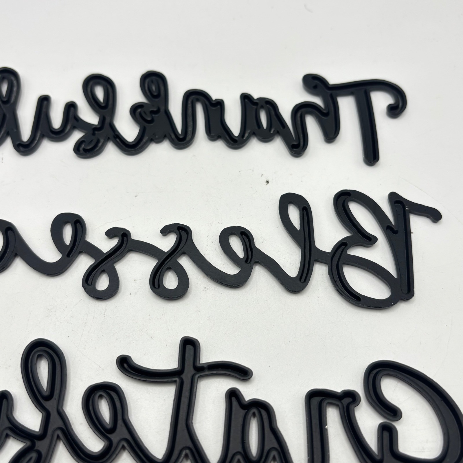 4pc Metal Script Wall Signs Black Thankful Blessed Grateful Gather Home Decor