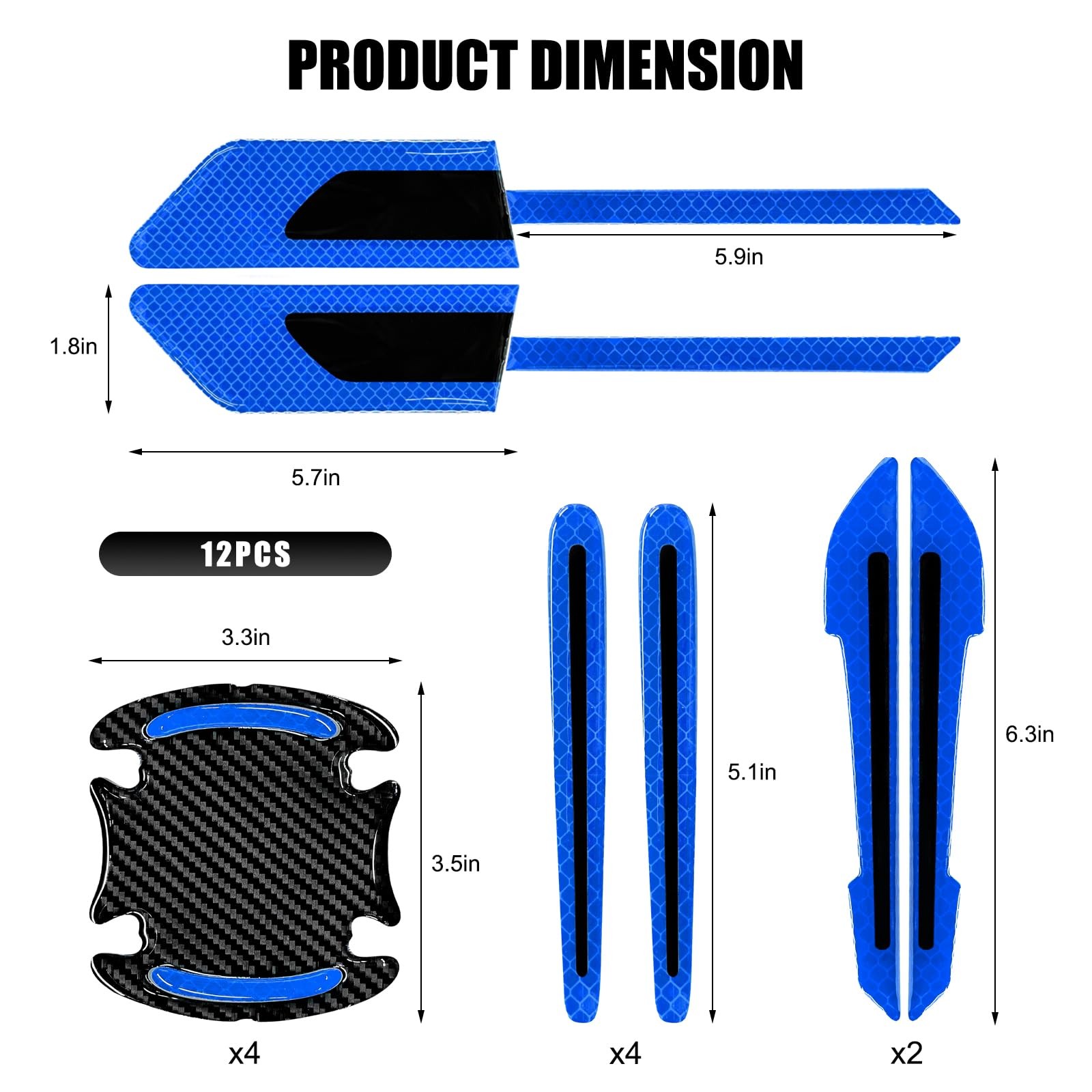 12PCS Reflective Car Stickers Set, Rearview Mirror Side Warning Sticker Door …