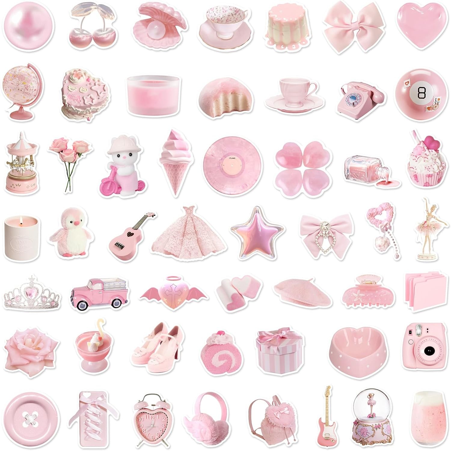 Stickers Aesthetic Waterproof Laptop Decals for Water Bottle Pink