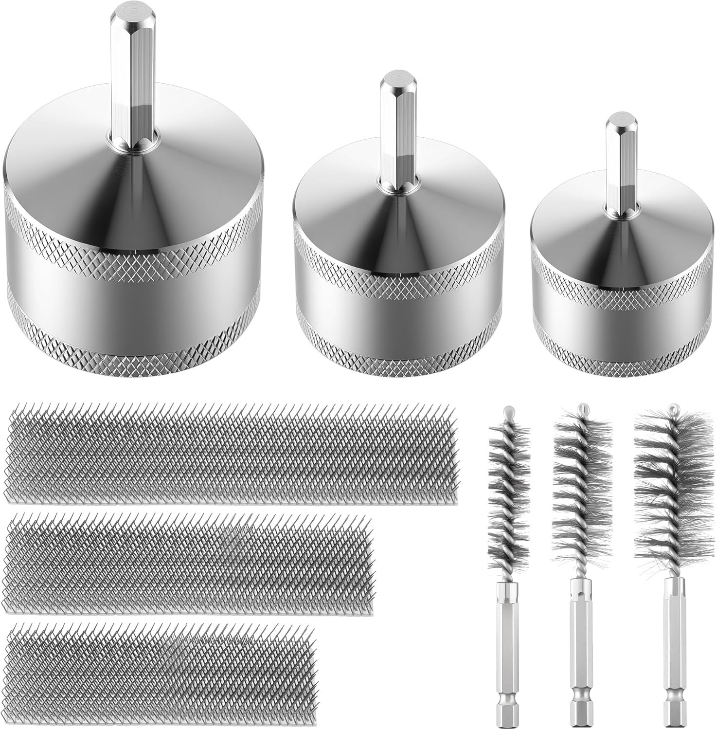 1/2"&3/4"&1" Copper Pipe Cleaner for Drill with 1/4" Hex Shank & Brush Blades &