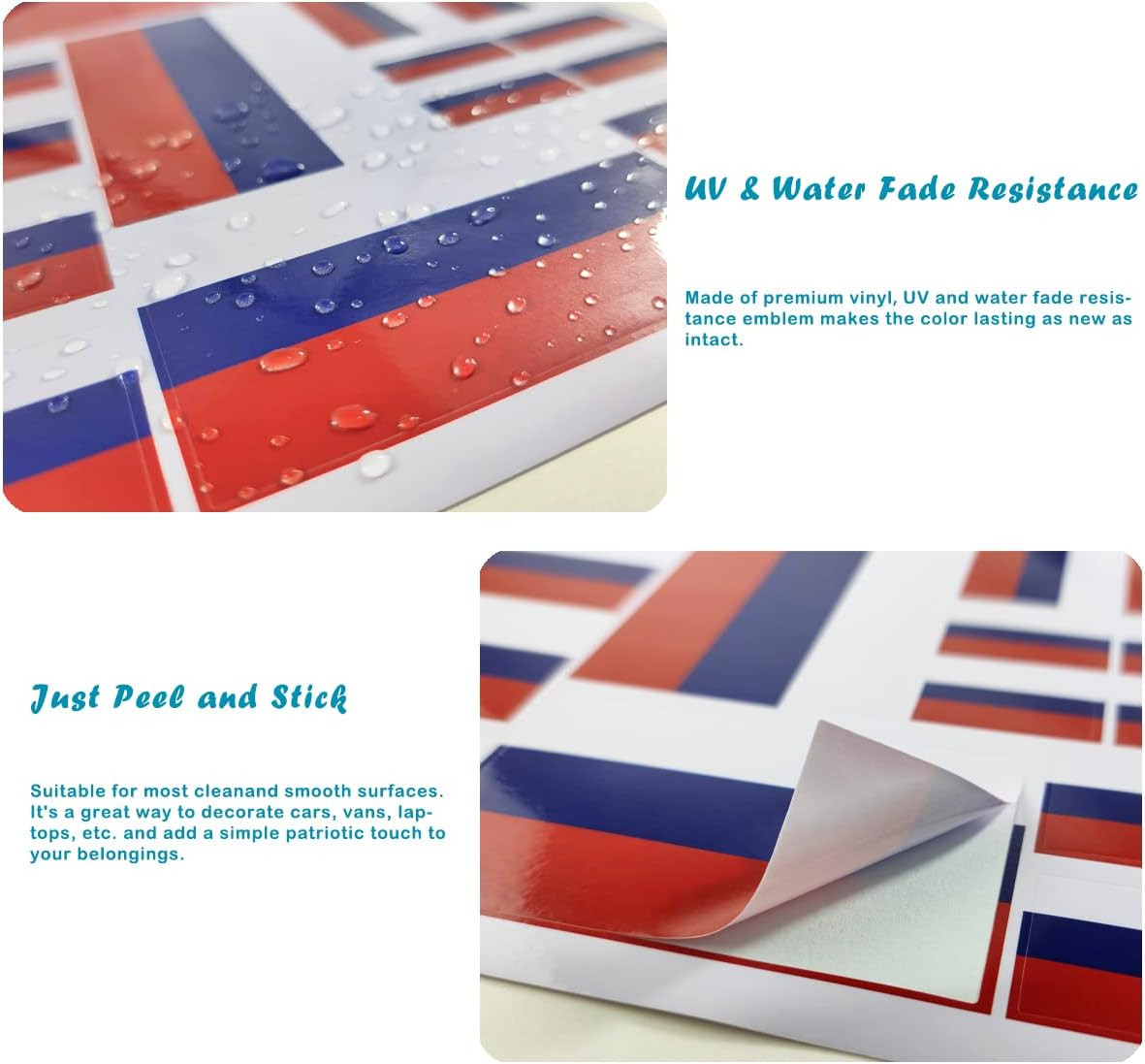 Russia Flag Sticker Russian Decal in Multiple Sizes, 3 Pack, 11.7 X 8.3 Inches