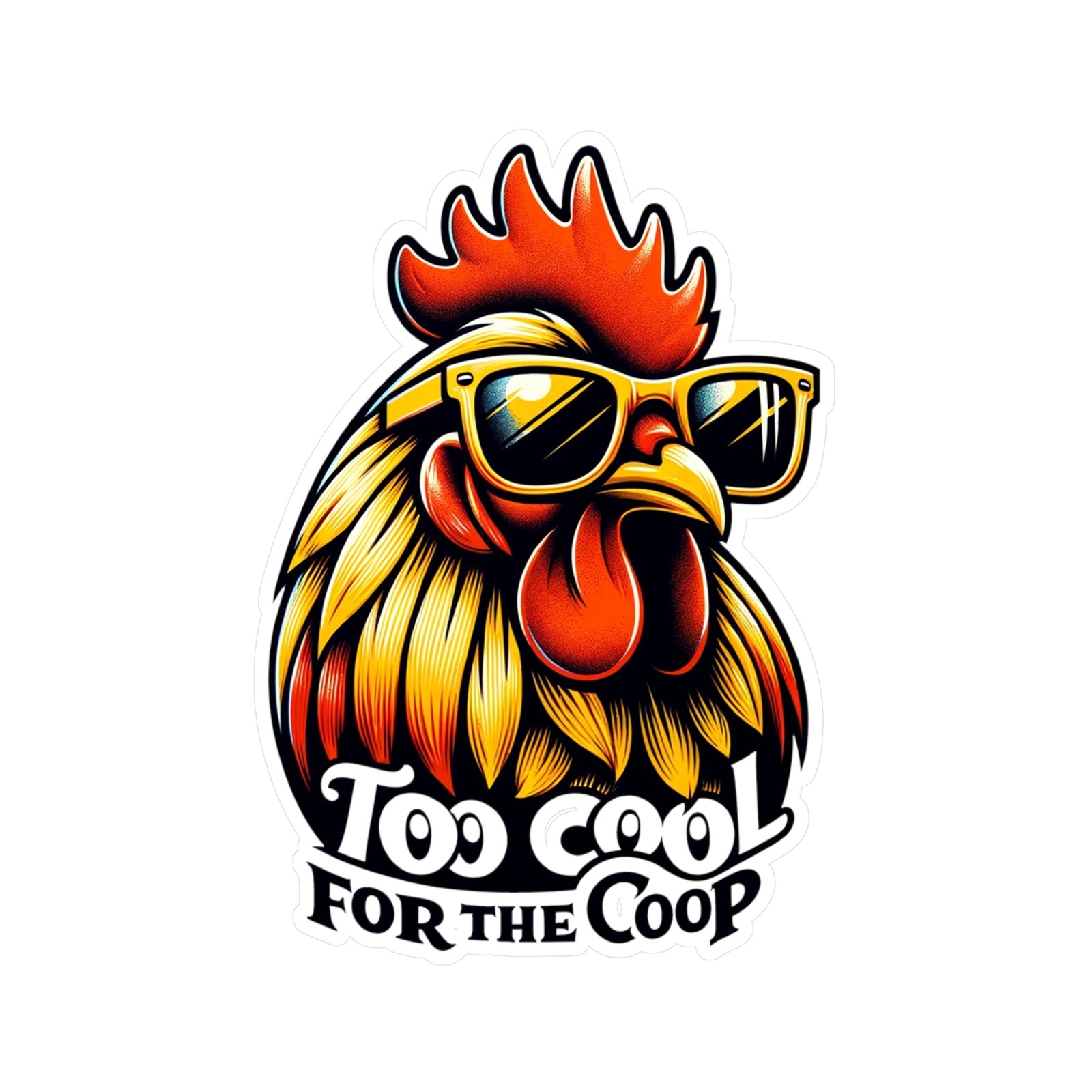 Chicken Sticker Vinyl Decal – Matte Too Cool for the Coop Label Glossy Accent