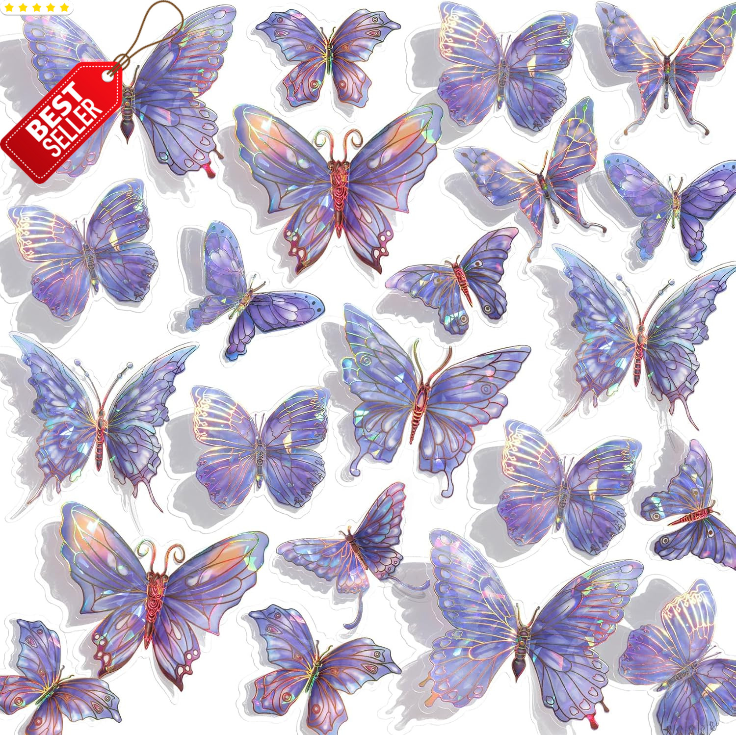 3D Butterfly Wall Decor – 50PCS Removable PVC Butterflies Wall Stickers- Multi-S