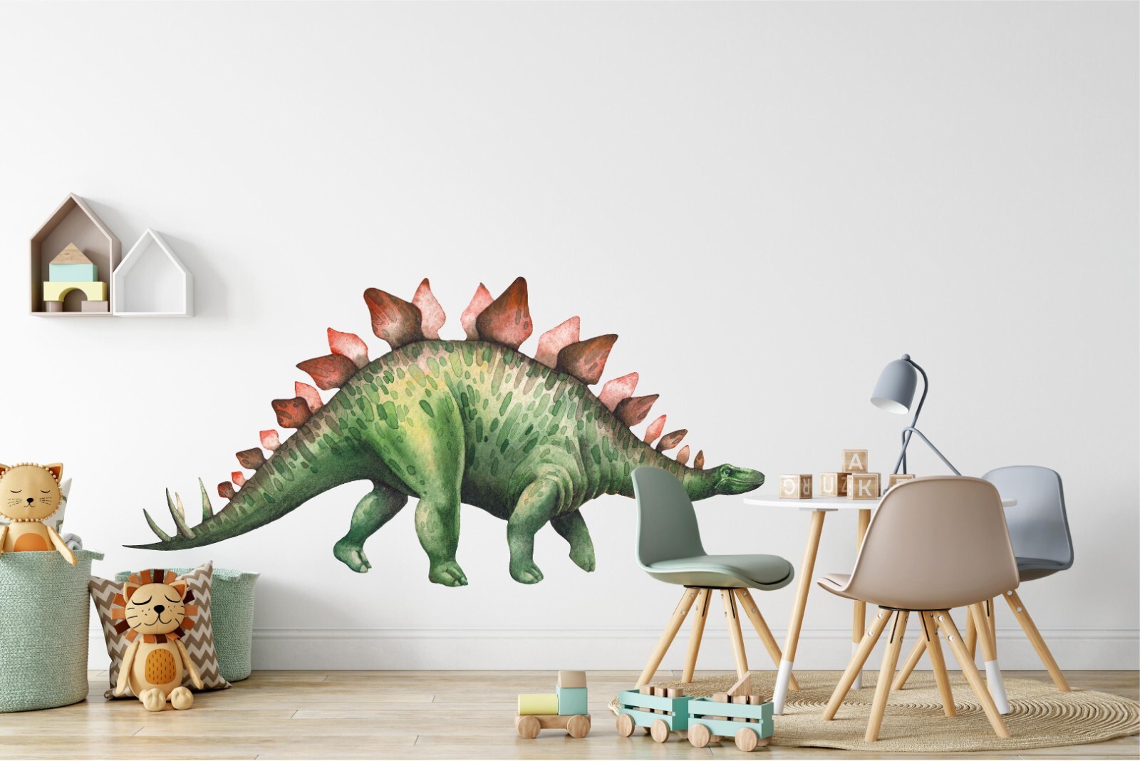 Watercolor Stegosaurus Dinosaur Wall Decal Removable Fabric Vinyl Wall Sticker