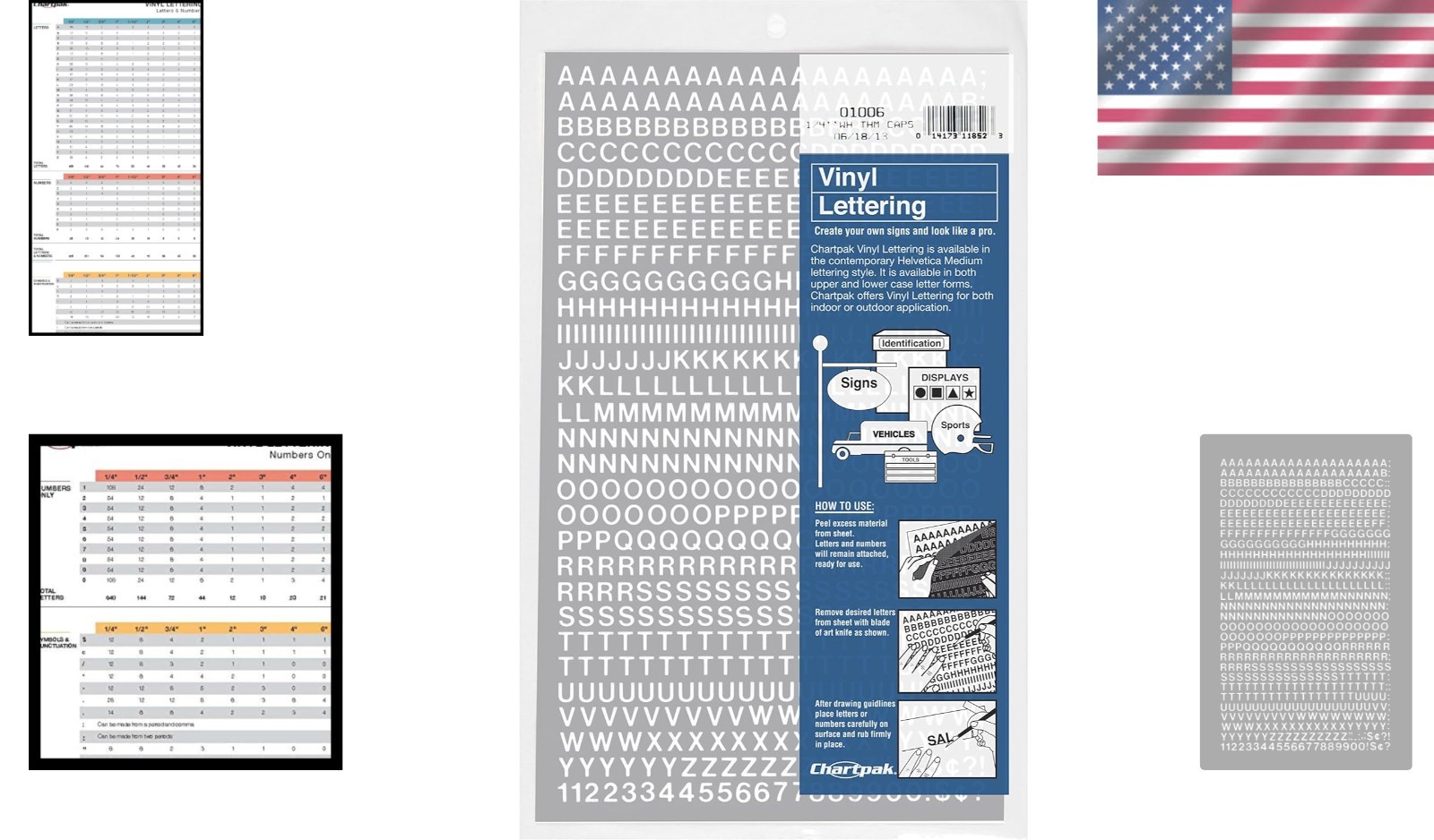 Water-Resistant Self-Adhesive Capital Letters & Numbers – 1/4" High, 610 Pack