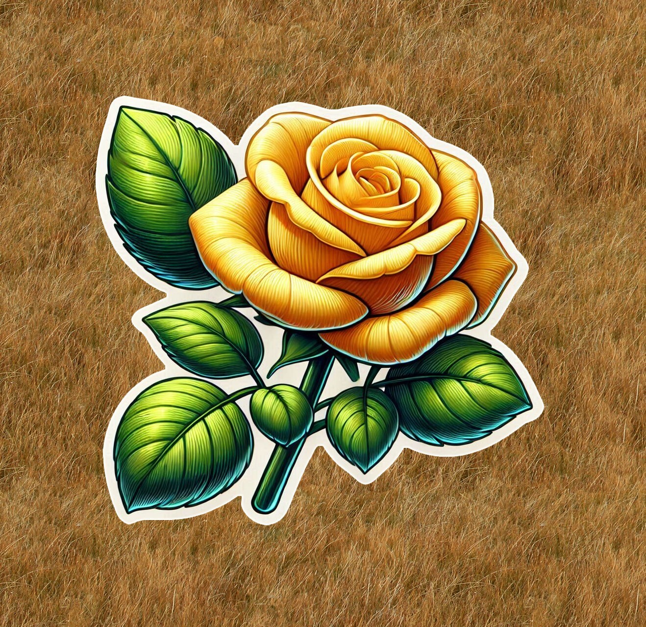 Beautiful yellow rose vinyl sticker decal – many sizes available