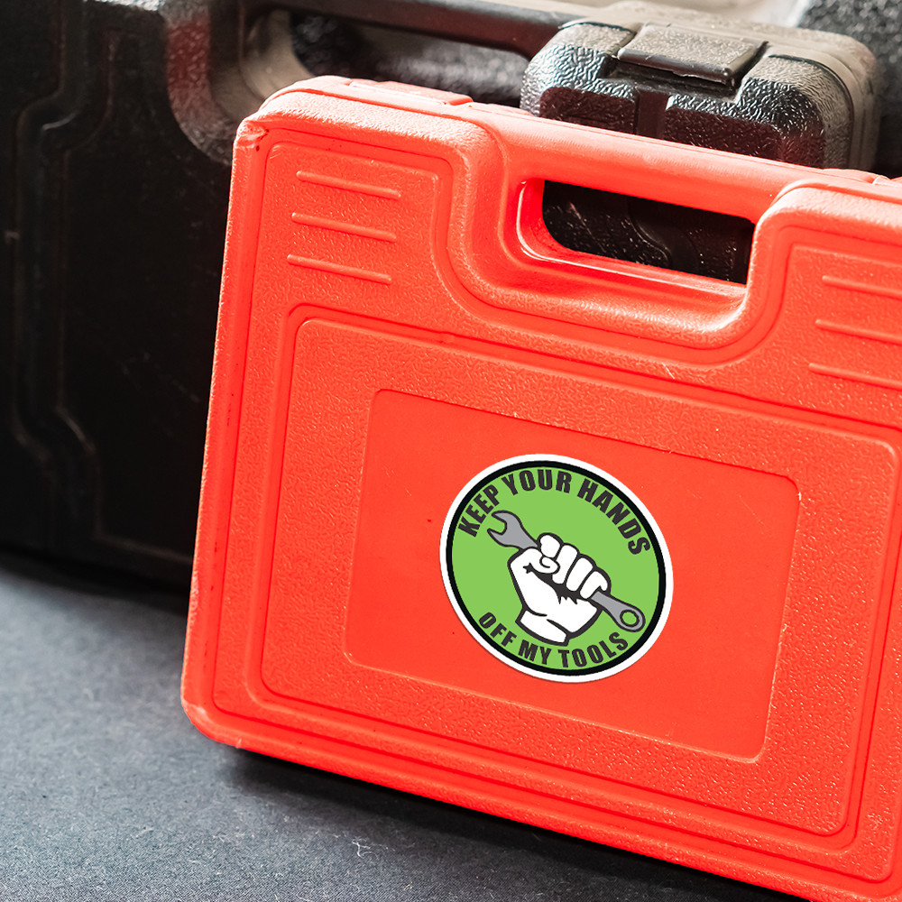 Keep Your Hands Off My Tools Sticker Toolbox Wrench Decal 5W x 5H in