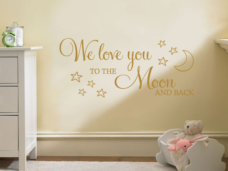 Childs Wall Quote "We Love You To The Moon And Back" Wall Art Sticker, Decal
