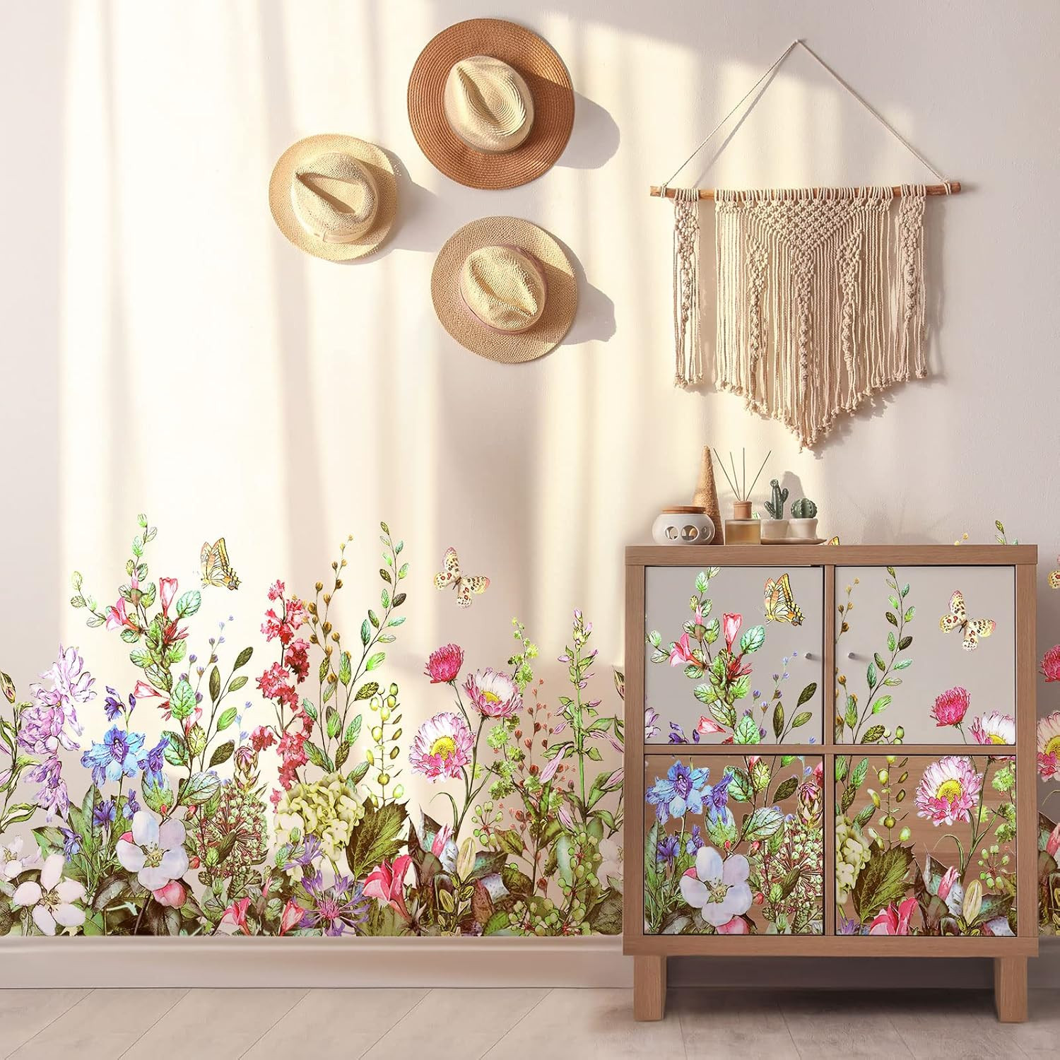 Flower Wall Decals Floral Butterfly Wall Stickers Wildflower Greenery W…
