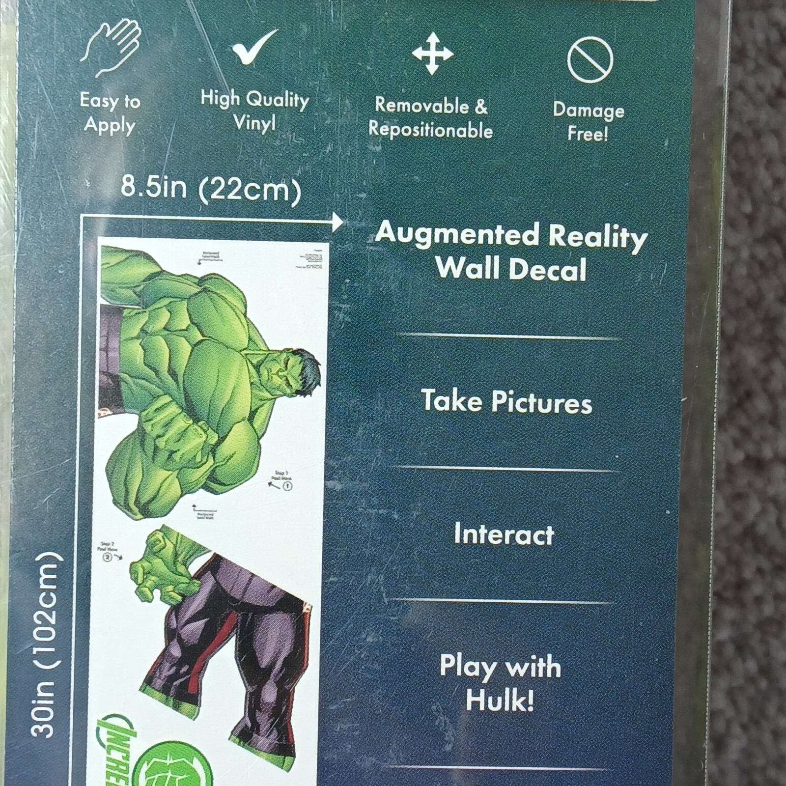 Marvel Incredible Hulk Wall Decal – with 3D Augmented Reality Interaction New