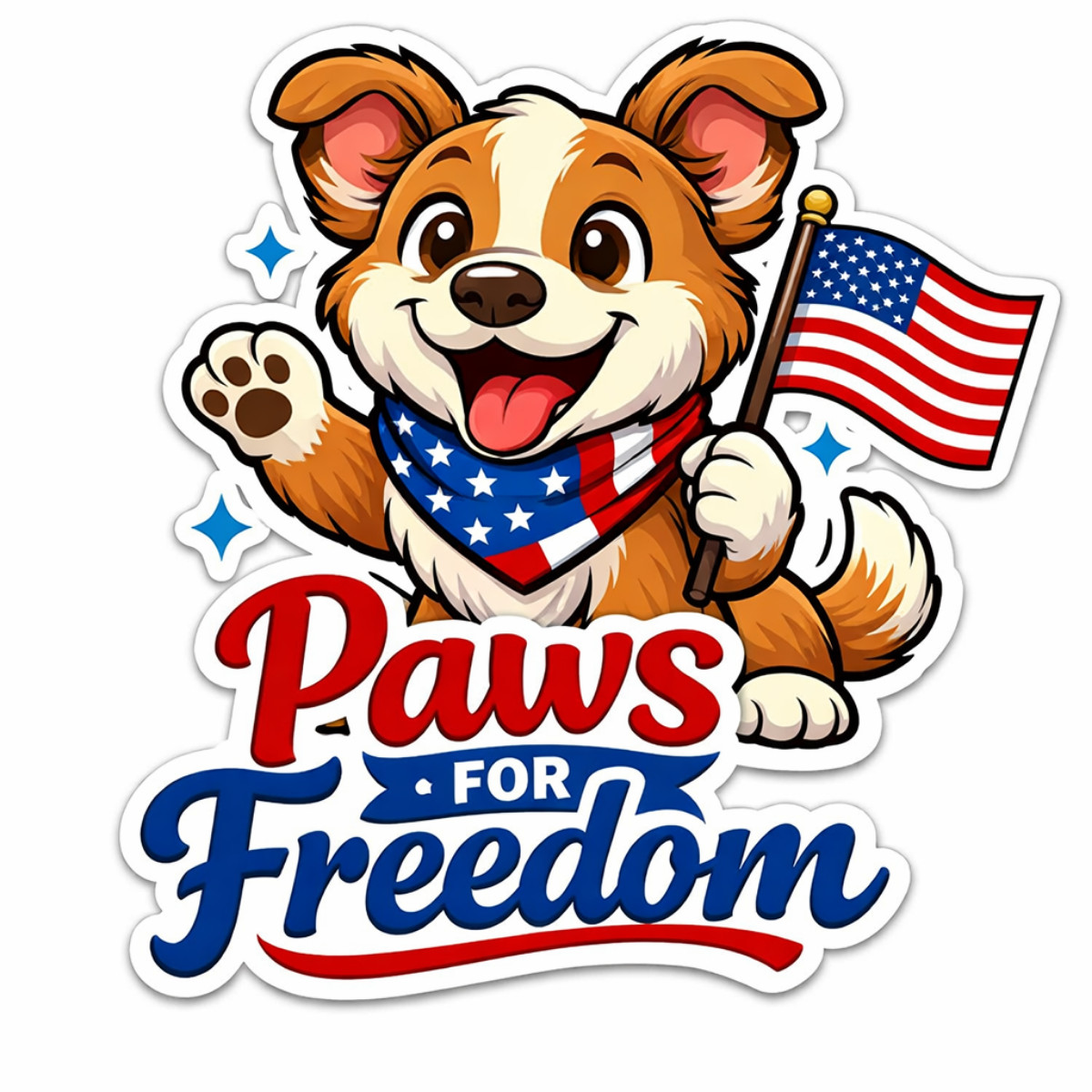 3 inch Paws For Freedom Patriotic Dog Vinyl Sticker American Flag Puppy Decal